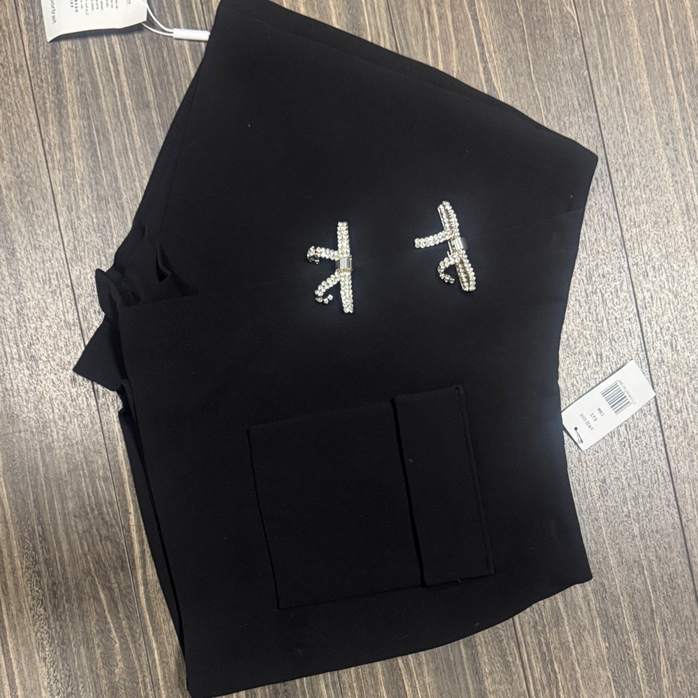 Self-Portrait Black Shorts with Embellishments